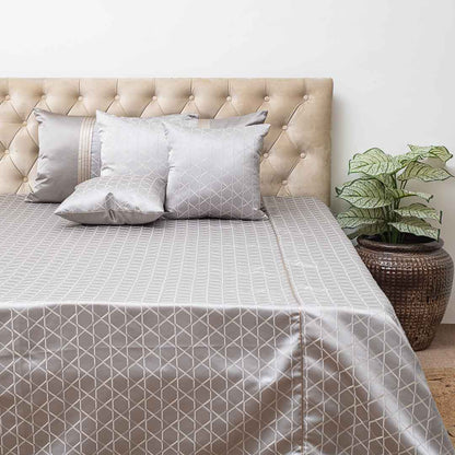 Premium King Size Plain Dark Grey Jacquard Mix (1+2+2) Bed Cover Design Nineteen