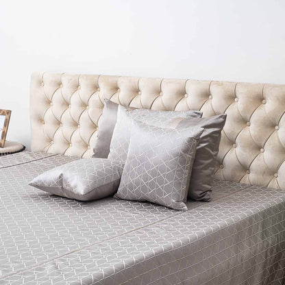 Premium King Size Plain Dark Grey Jacquard Mix (1+2+2) Bed Cover Design Nineteen