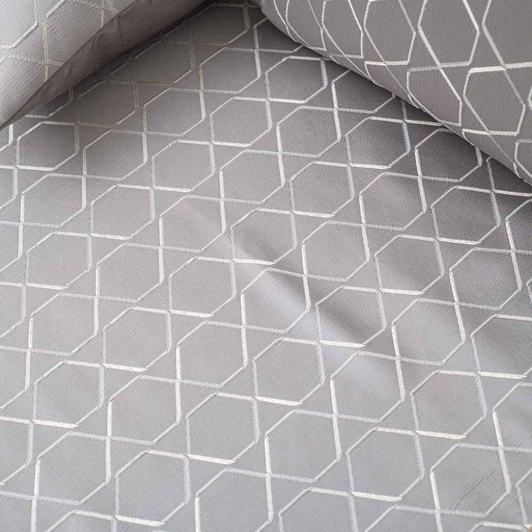 Premium King Size Plain Dark Grey Jacquard Mix (1+2+2) Bed Cover Design Nineteen