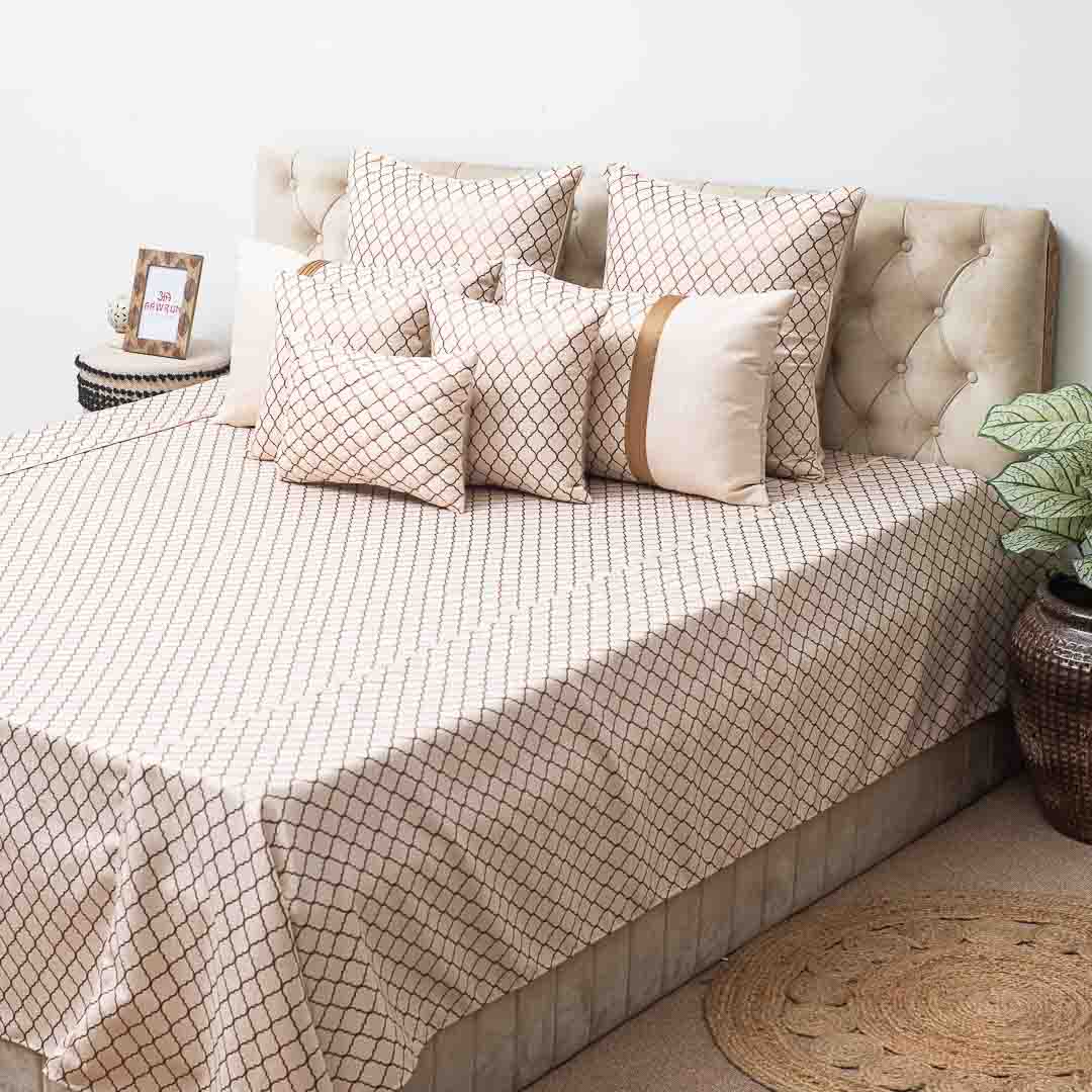 Premium Jacquard Foil Printed (1+2+2+2+1) Bed Cover