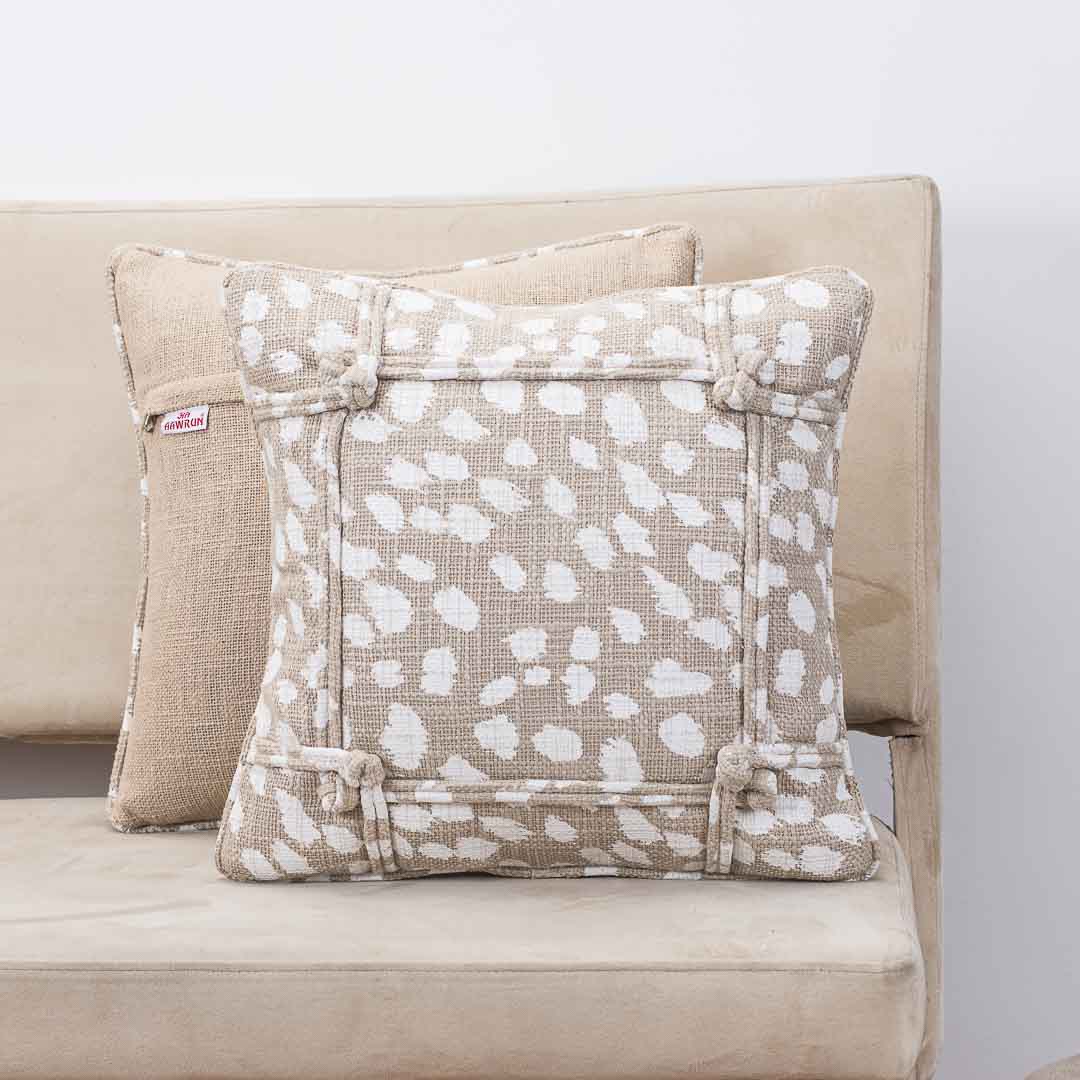 Premium Slub Cotton Four Knots Cushion Cover