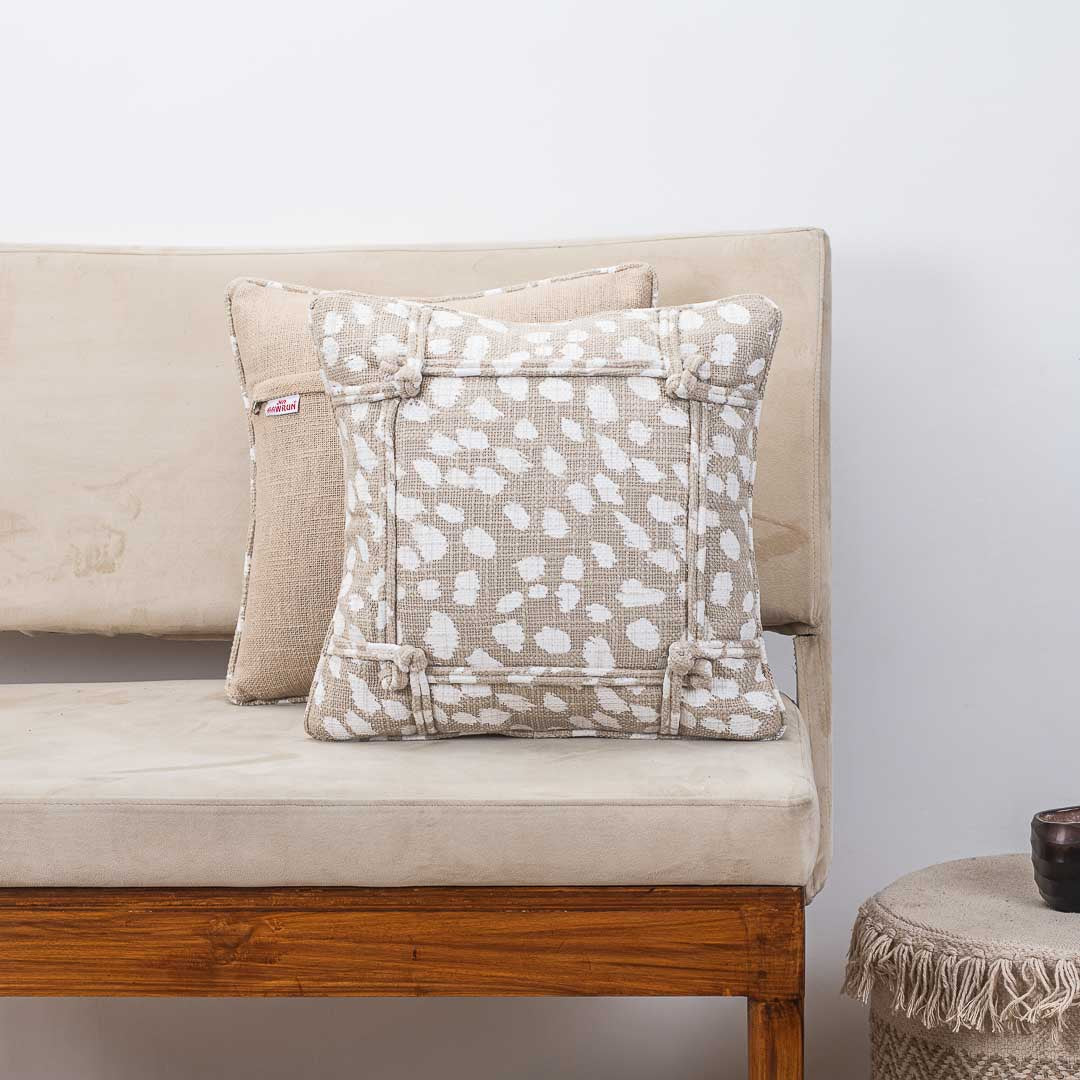 Premium Slub Cotton Four Knots Cushion Cover