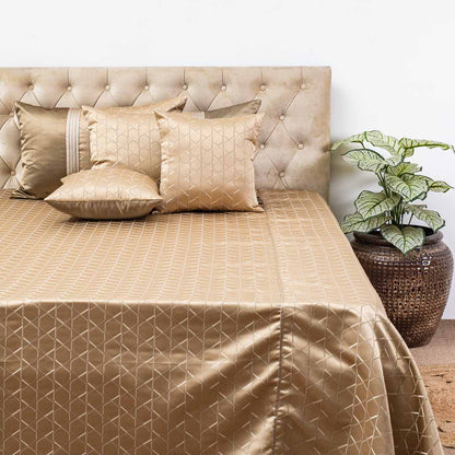 Premium King Size Golden Jacquard Mix (1+2+2) Bed Cover Design Twenty Two
