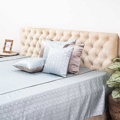 Premium King Size Blue- Grey Jacquard Mix (1+2+2) Bed Cover Design Twenty Three