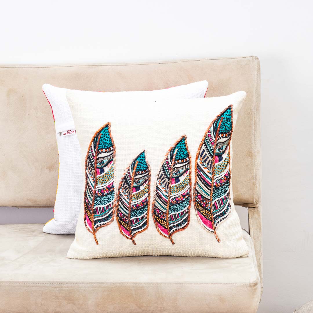 Premium Sapphire Feather Cushion Cover