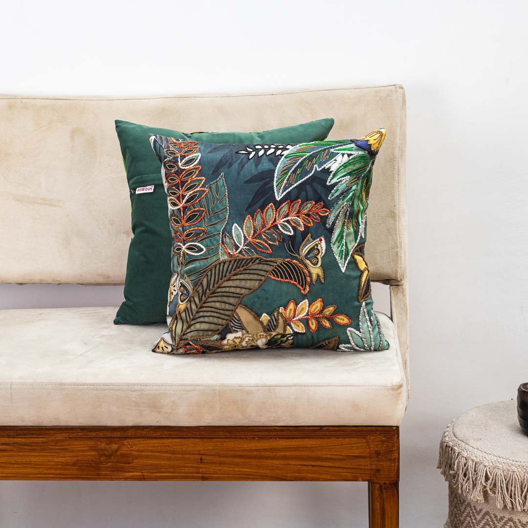 Premium Emerald Jungle Cushion Cover