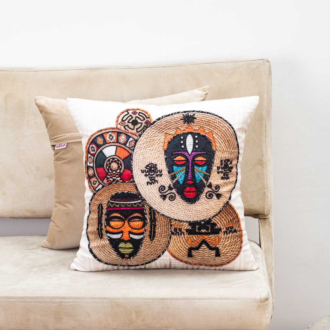 Premium Tribal Mask Fusion Cushion Cover