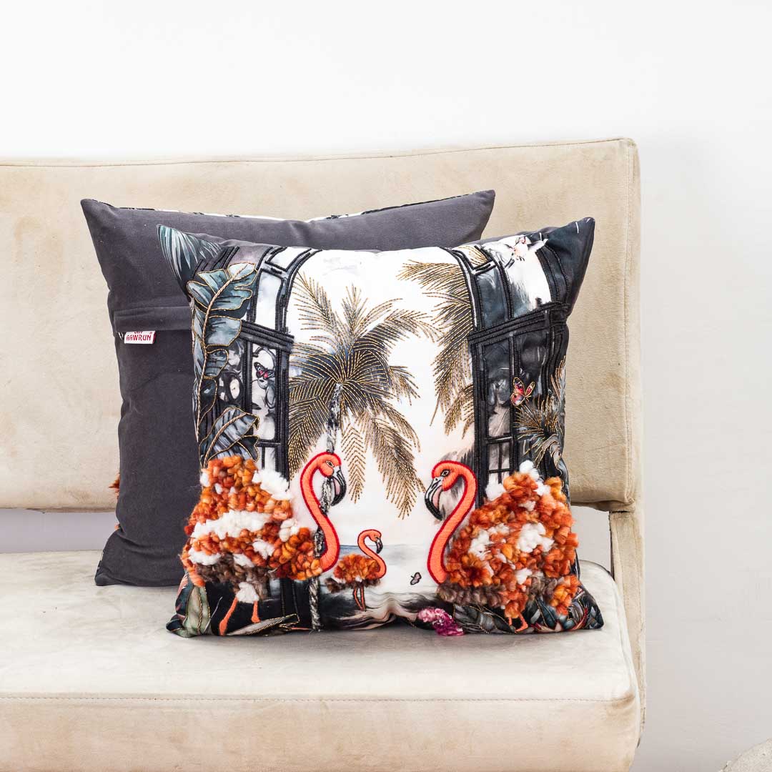 Premium Exotic Flamingos Cushion Cover
