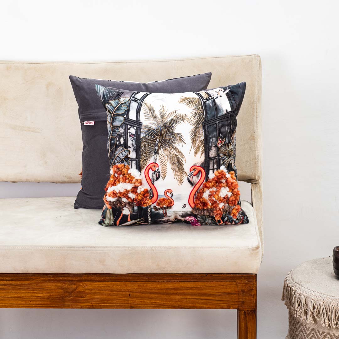 Premium Exotic Flamingos Cushion Cover