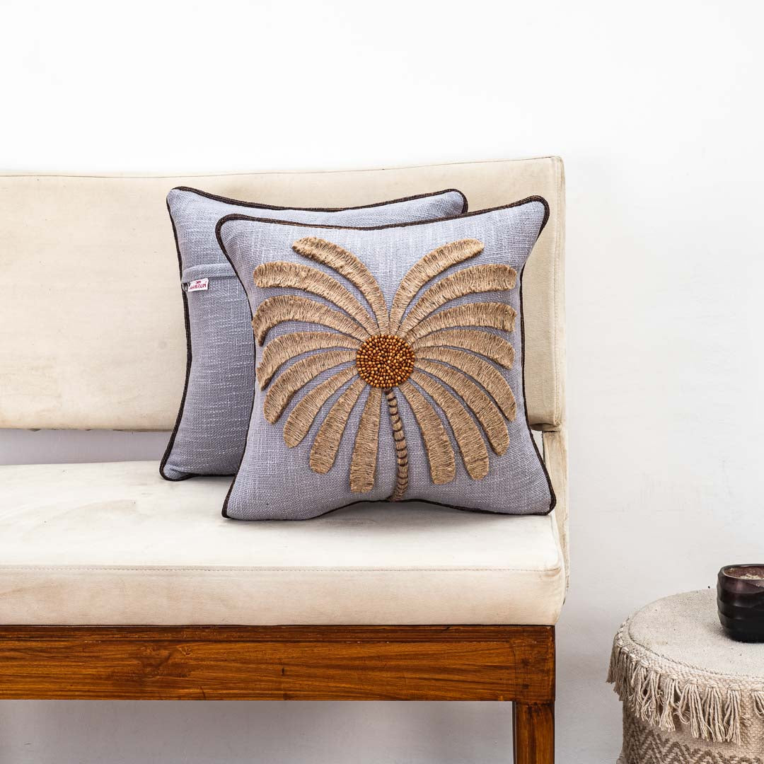 Gorgeous Palm Tree Cushion Cover with Hand Work