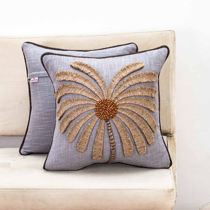 Gorgeous Palm Tree Cushion Cover with Hand Work