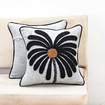 Gorgeous Palm Tree Cushion Cover with Hand Work