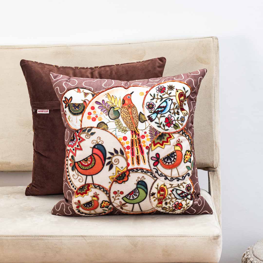 Premium Chirping Birds Circle Premium Cushion Cover