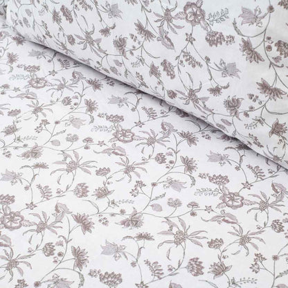 Premium Leaf King Size White- Multi Cotton Percale Print (1+2) Bed Cover Comes With Two Pillow Cover Design Sixteen