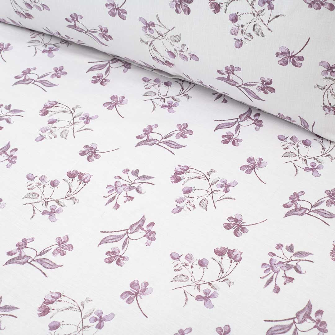 Premium Leaf King Size White- Purple Cotton Percale Print (1+2) Bed Cover Comes With Two Pillow Cover Design Eleven