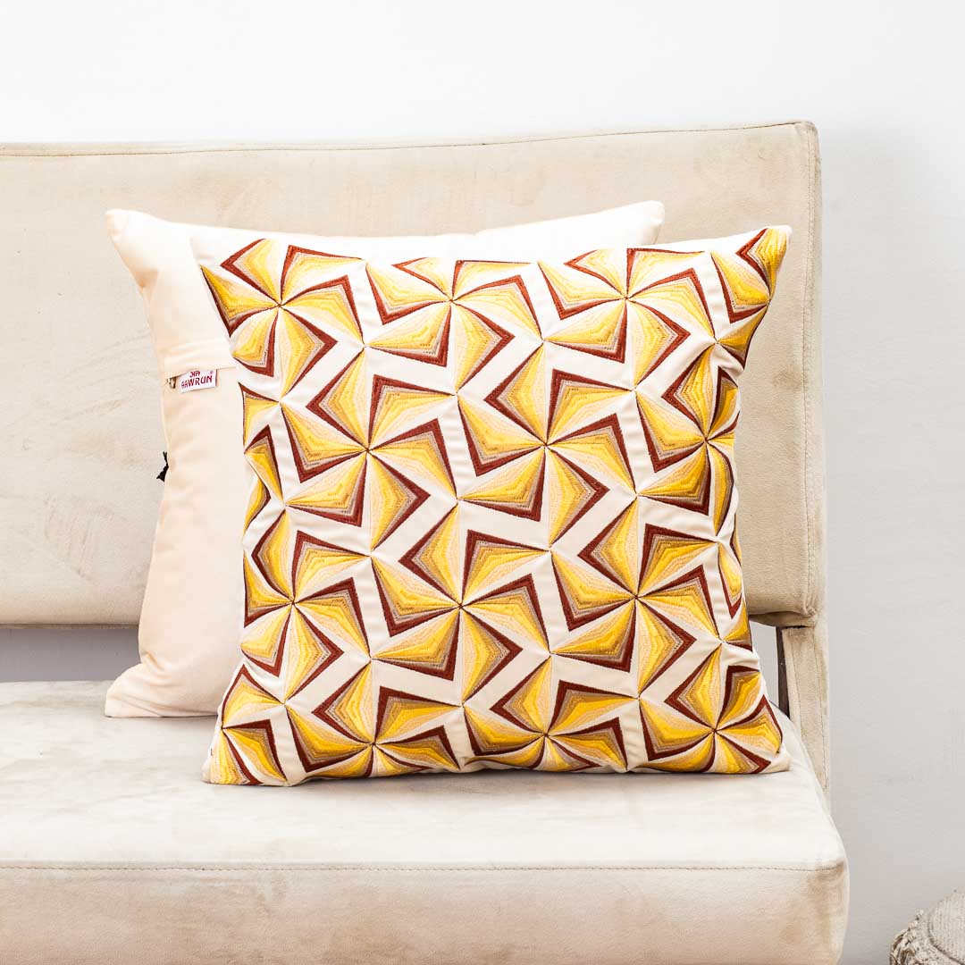 Premium 3D Prism Embroidery Cushion Cover