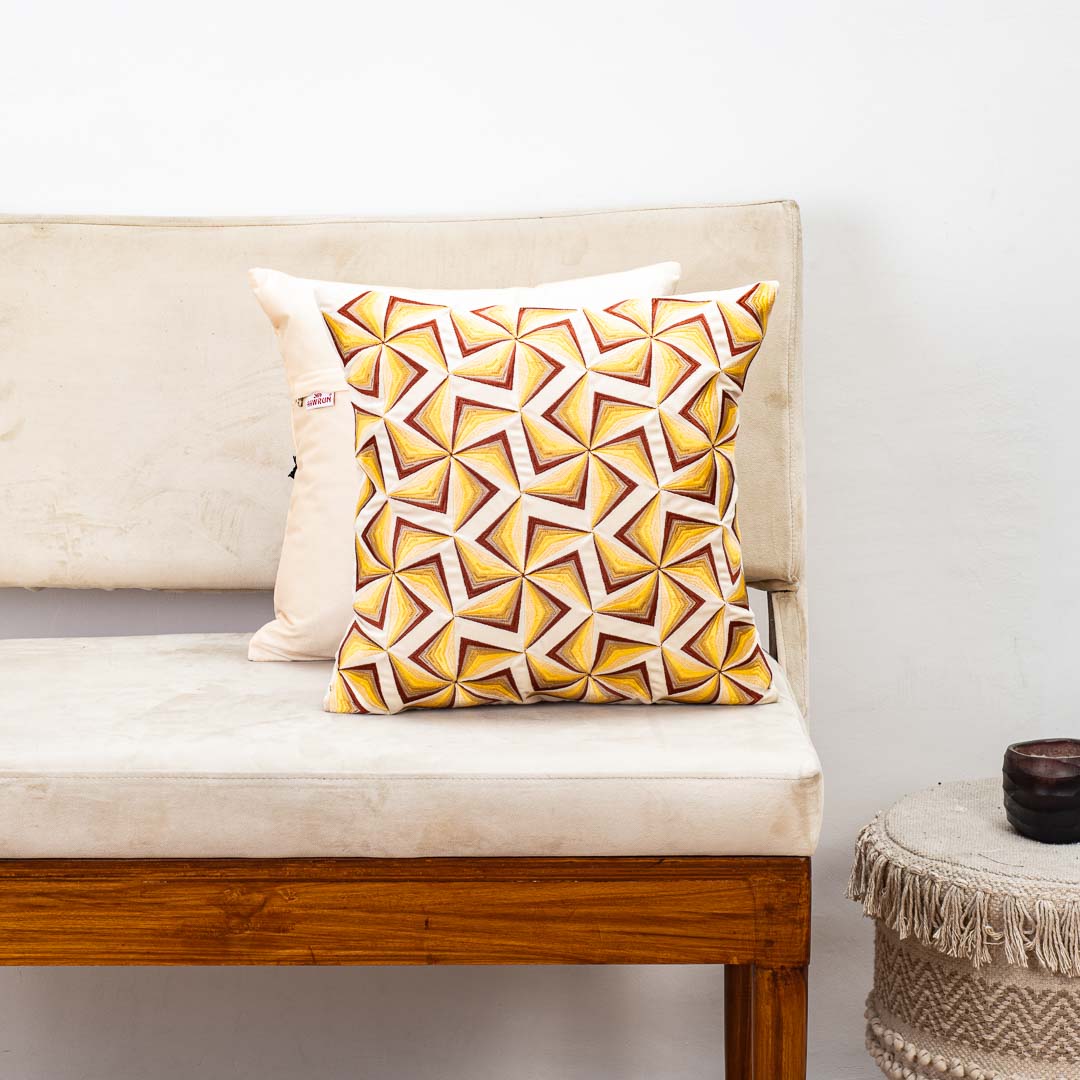Premium 3D Prism Embroidery Cushion Cover