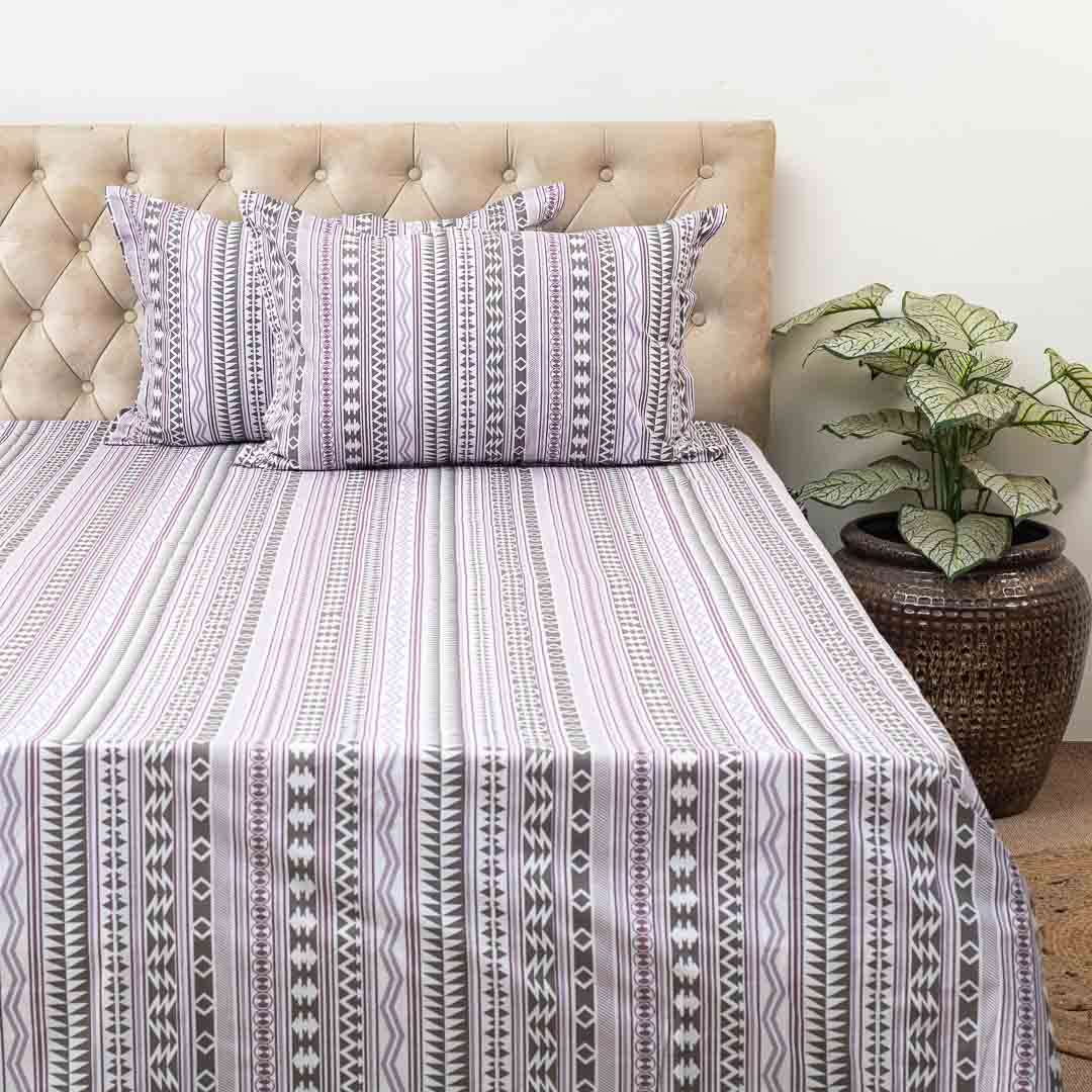 Premium King Size Multi Colour Cotton Percale Print (1+2) Bed Cover Comes With Two Pillow Cover Design One