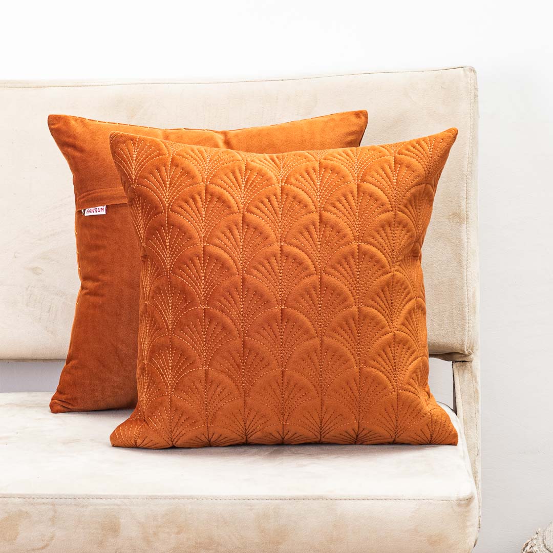 Premium self Embossed Leaf Design Cushion Cover