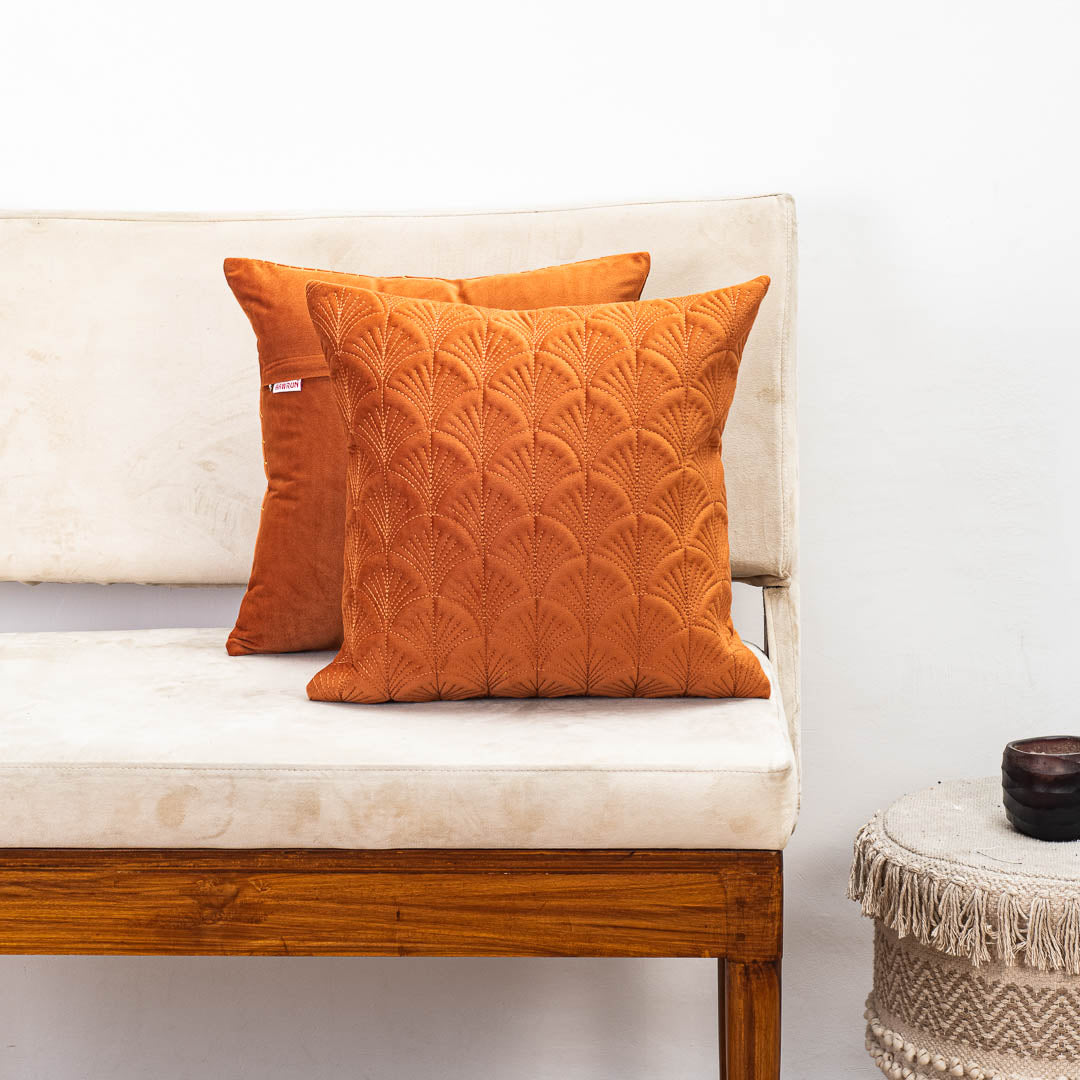 Premium self Embossed Leaf Design Cushion Cover