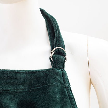 Premium Velvet Embroidery Green Apron