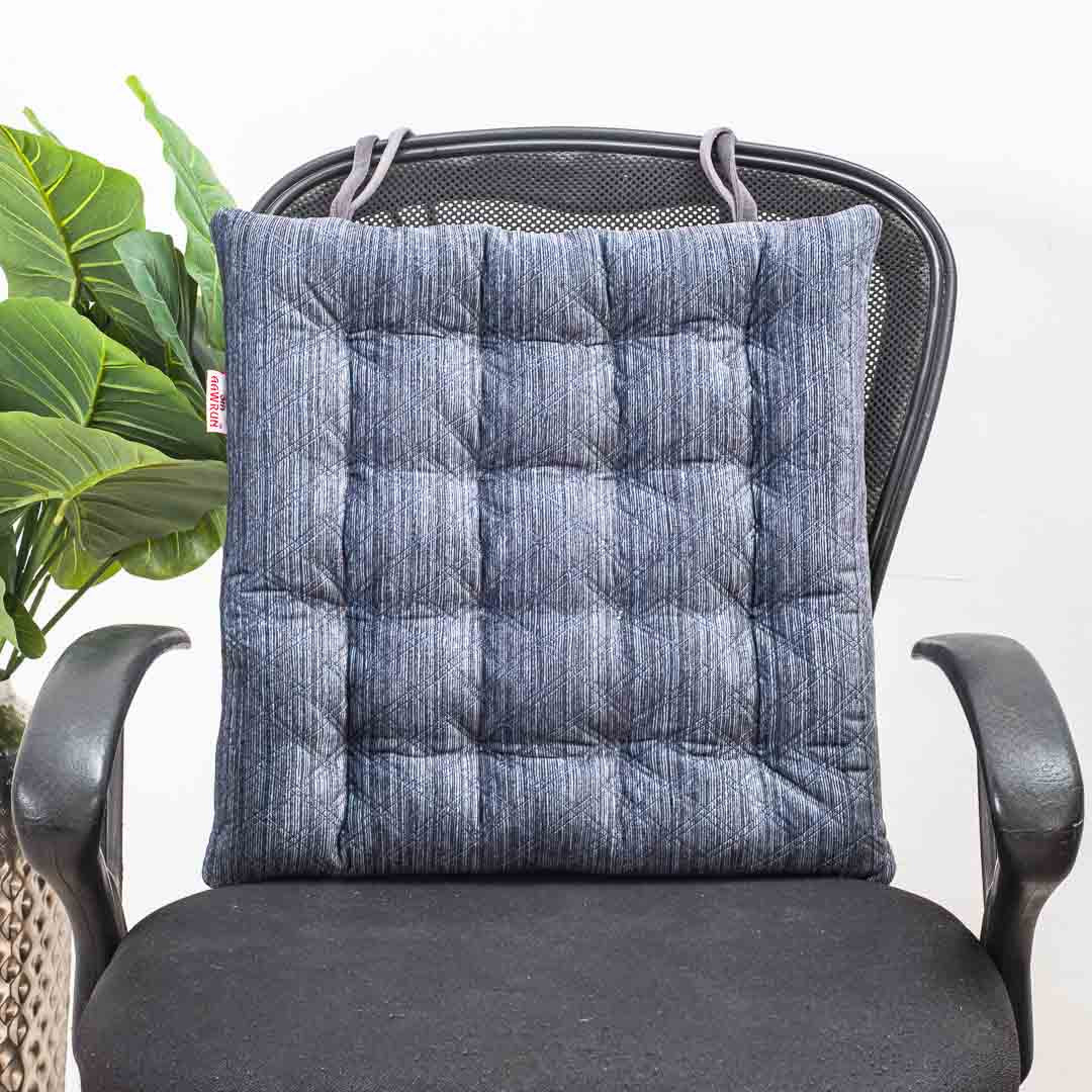 Grey Premium Velvet Quilted Chair Pad