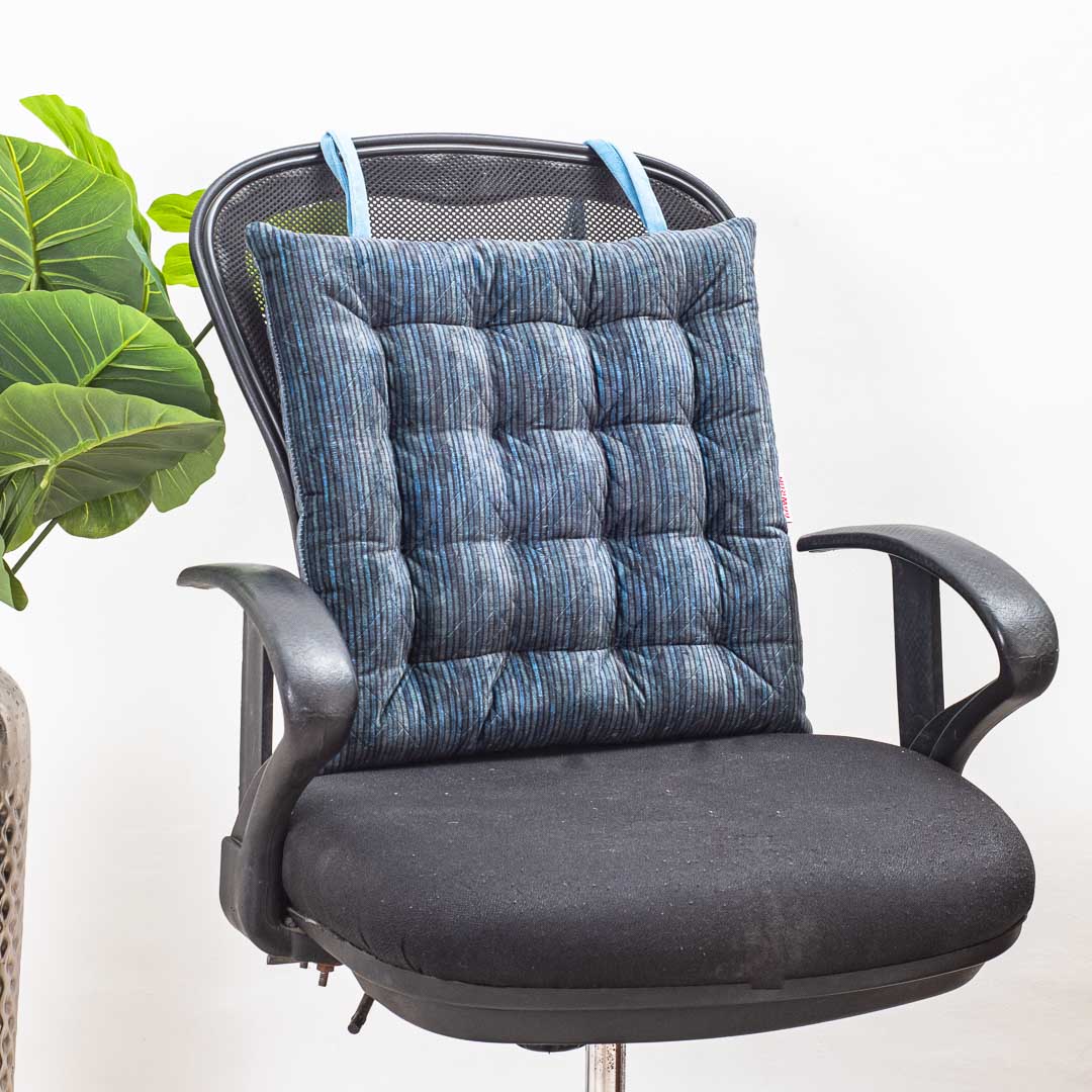 Blue Premium Velvet Quilted Chair Pad