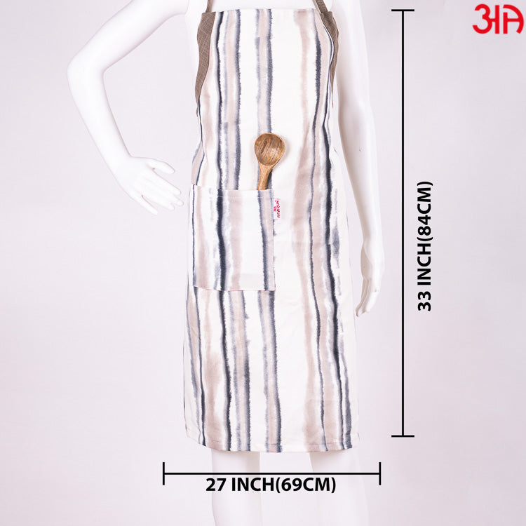 Striped Pattern Cotton Brown Apron