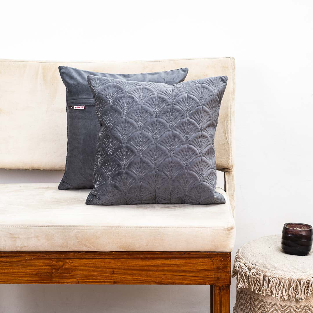 Premium self Embossed Leaf Design Cushion Cover