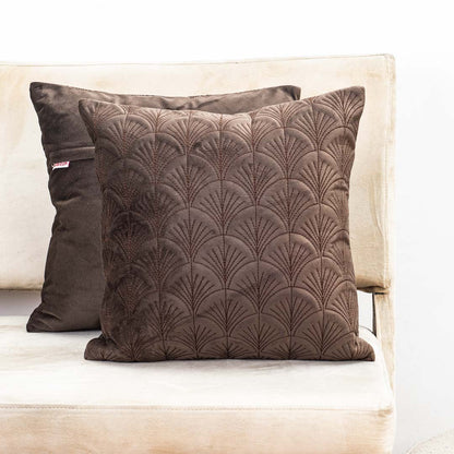 Premium self Embossed Leaf Design Cushion Cover