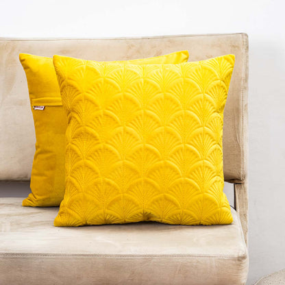 Premium self Embossed Leaf Design Cushion Cover