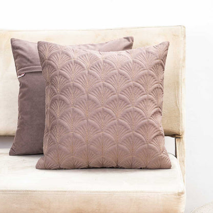 Premium self Embossed Leaf Design Cushion Cover