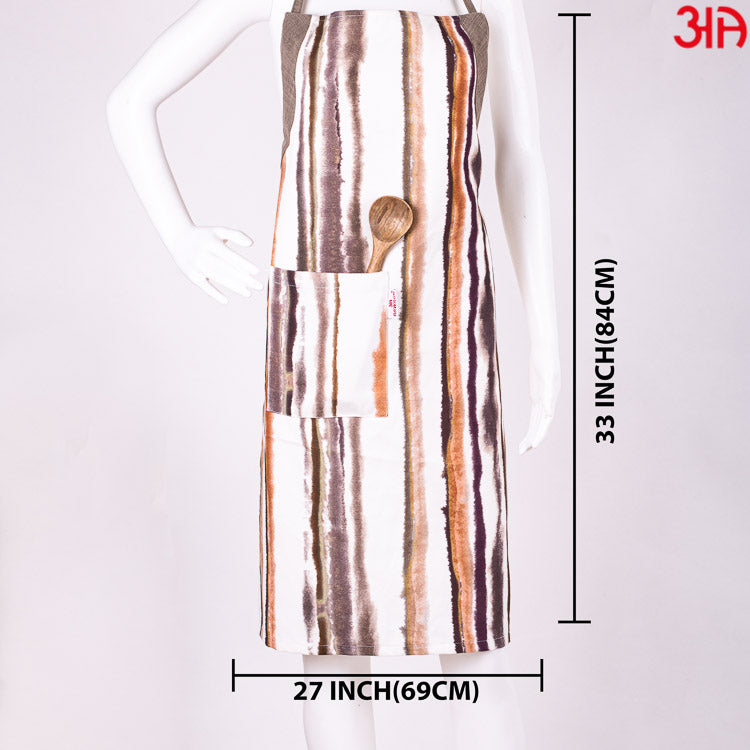 Stripes Chocolate Ochre Design Patterned Apron