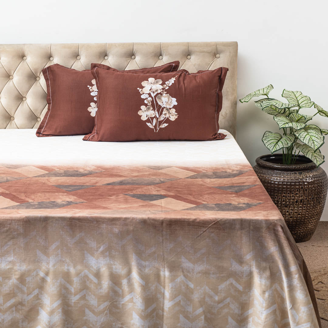 Premium 100% Cotton Rustic Rhapsody Bed Sheet Design Eight