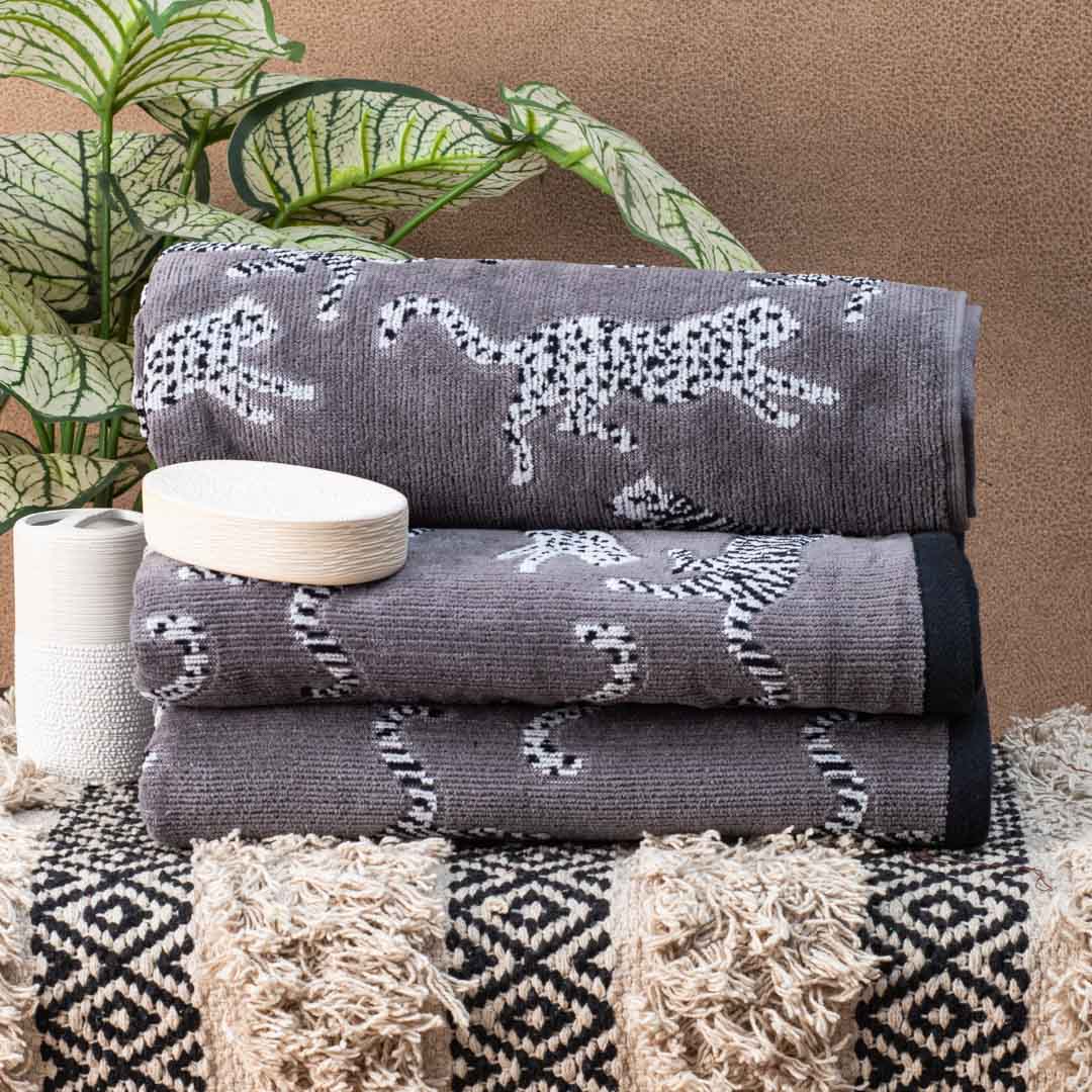 Premium Grey Stripe Bath Towle Design One