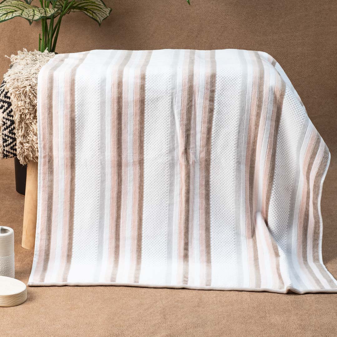 Premium Neutral Stripe Bath Towle Design Two