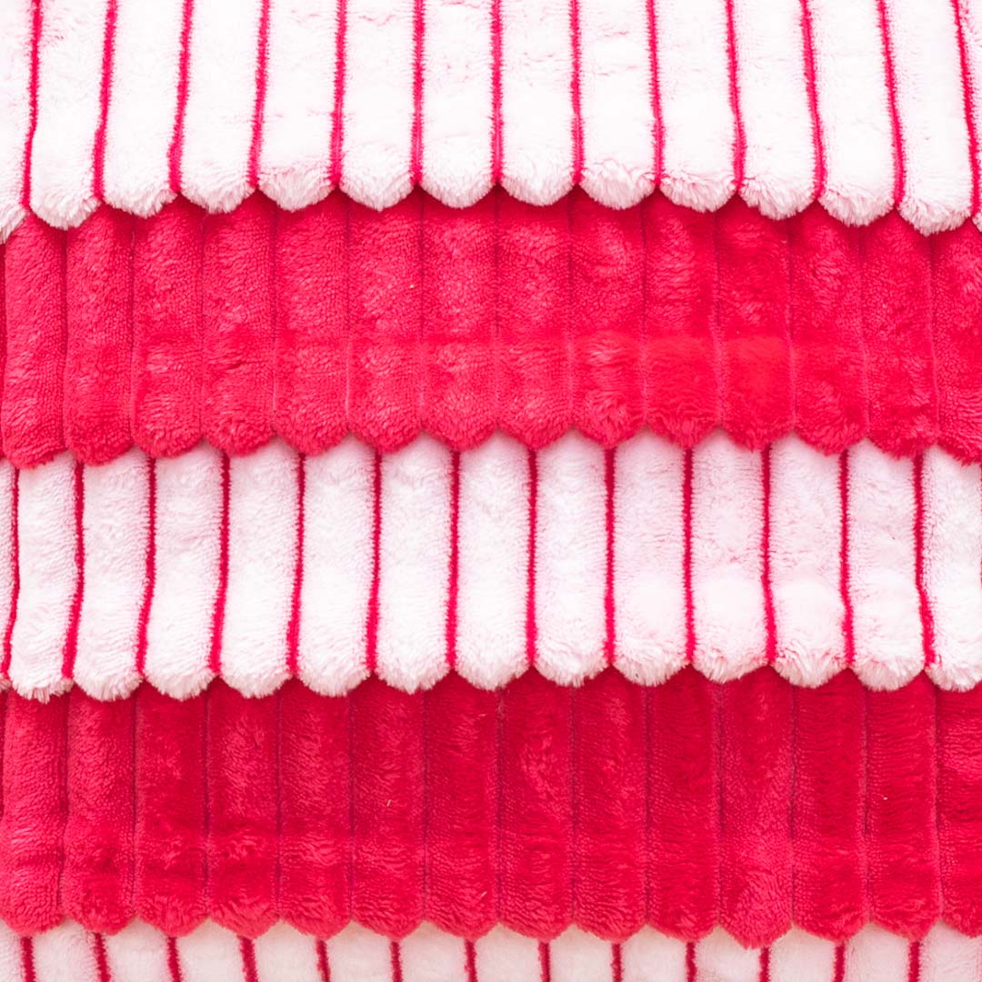 StripeFur Pink-White Fur Velvet Cushion Cover – 16x16 Inch Stylish Home Décor