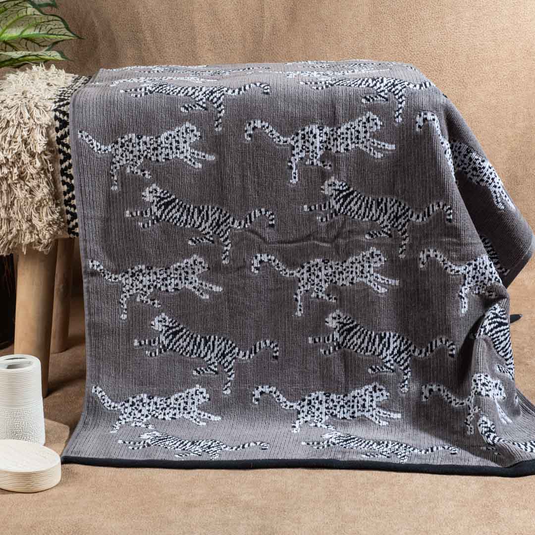 Premium Grey Stripe Bath Towle Design One