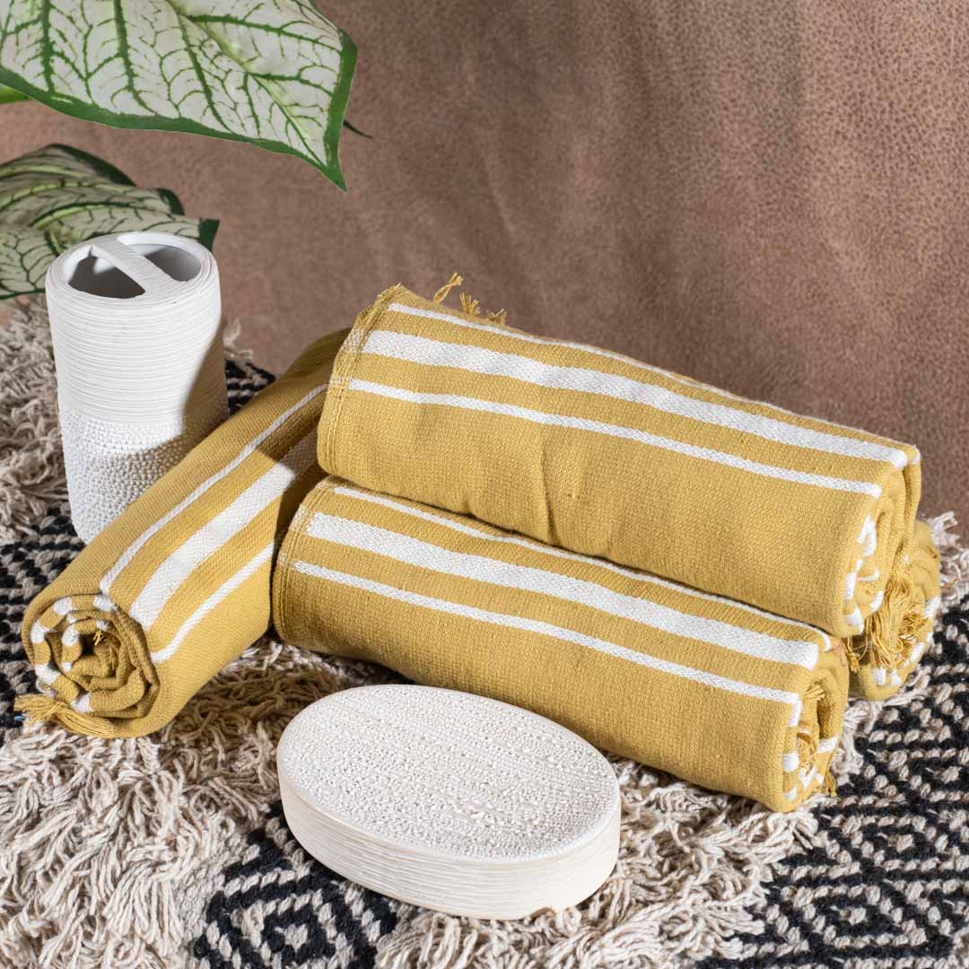 Premium Earthstone Stripe Turkish Hand Towel