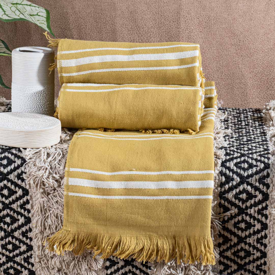 Premium Earthstone Stripe Turkish Hand Towel