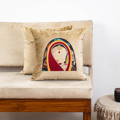 Rajasthani Women Patch Work Cushion Cover