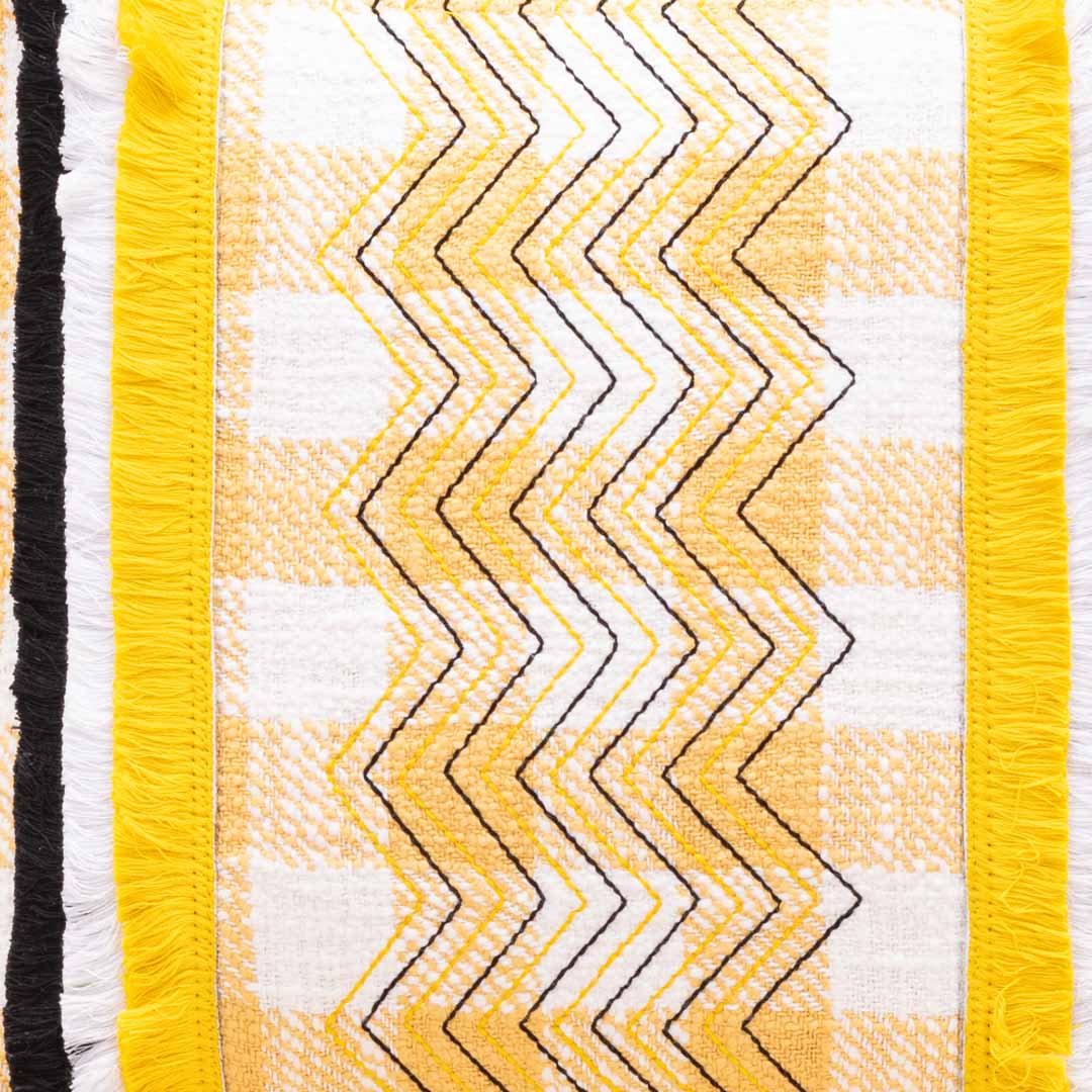 ChevronWeave Yellow Cotton Cushion Cover – 16x16 Inch Stylish Home Décor