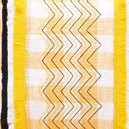 ChevronWeave Yellow Cotton Cushion Cover – 16x16 Inch Stylish Home Décor