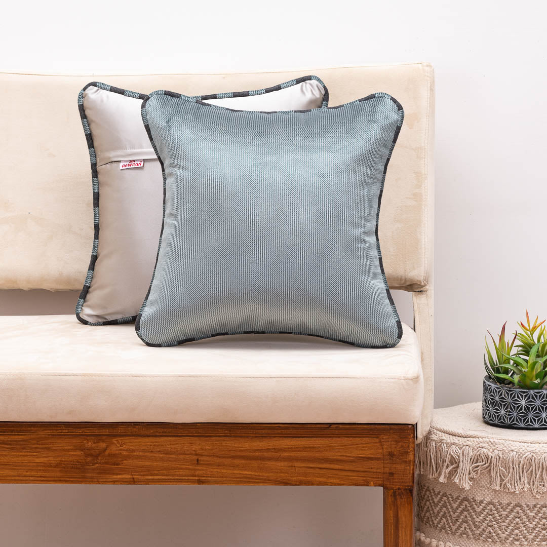 MinimalWeave Blue Velvet Cushion Cover – 16x16 Inch Stylish Home Décor