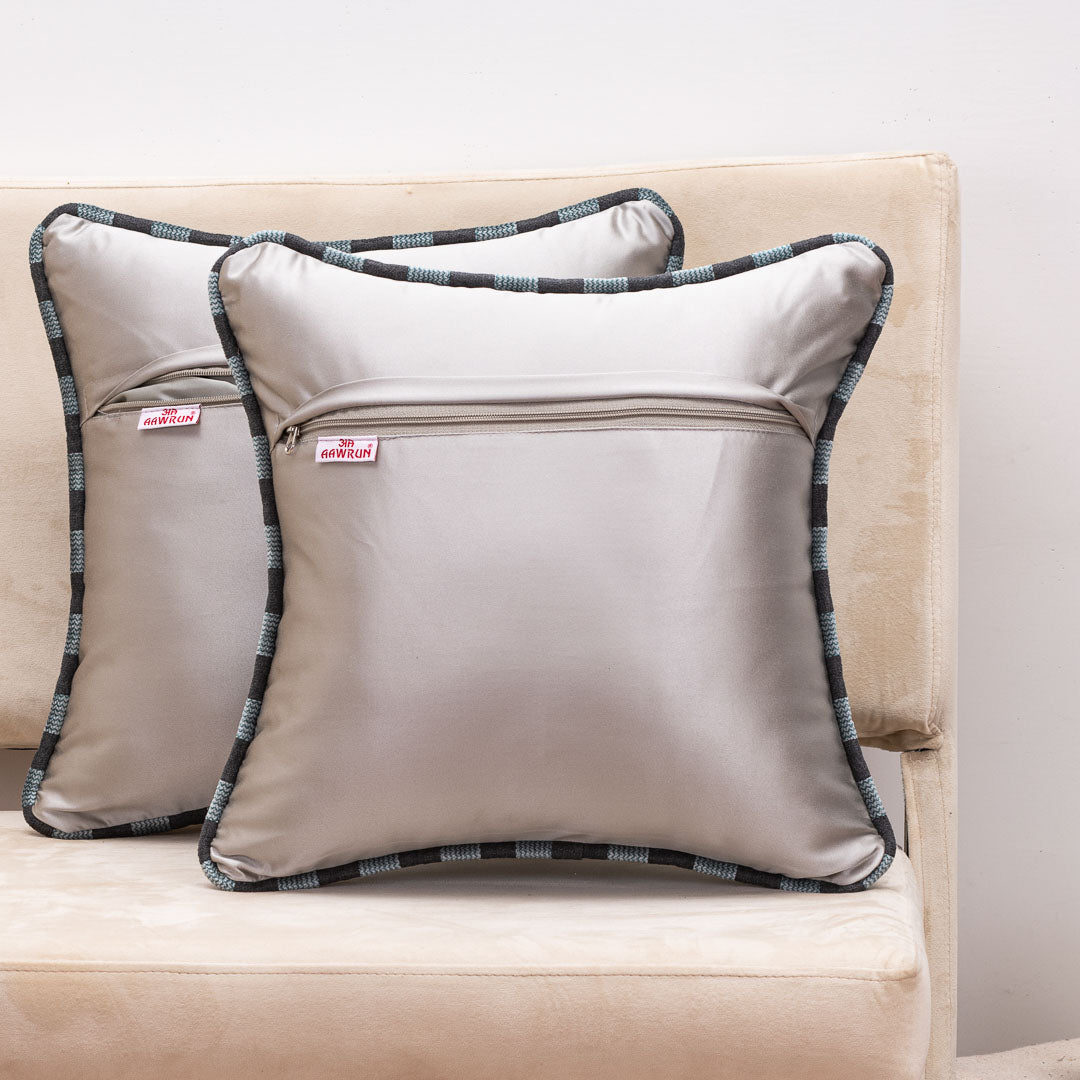 MinimalWeave Blue Velvet Cushion Cover – 16x16 Inch Stylish Home Décor