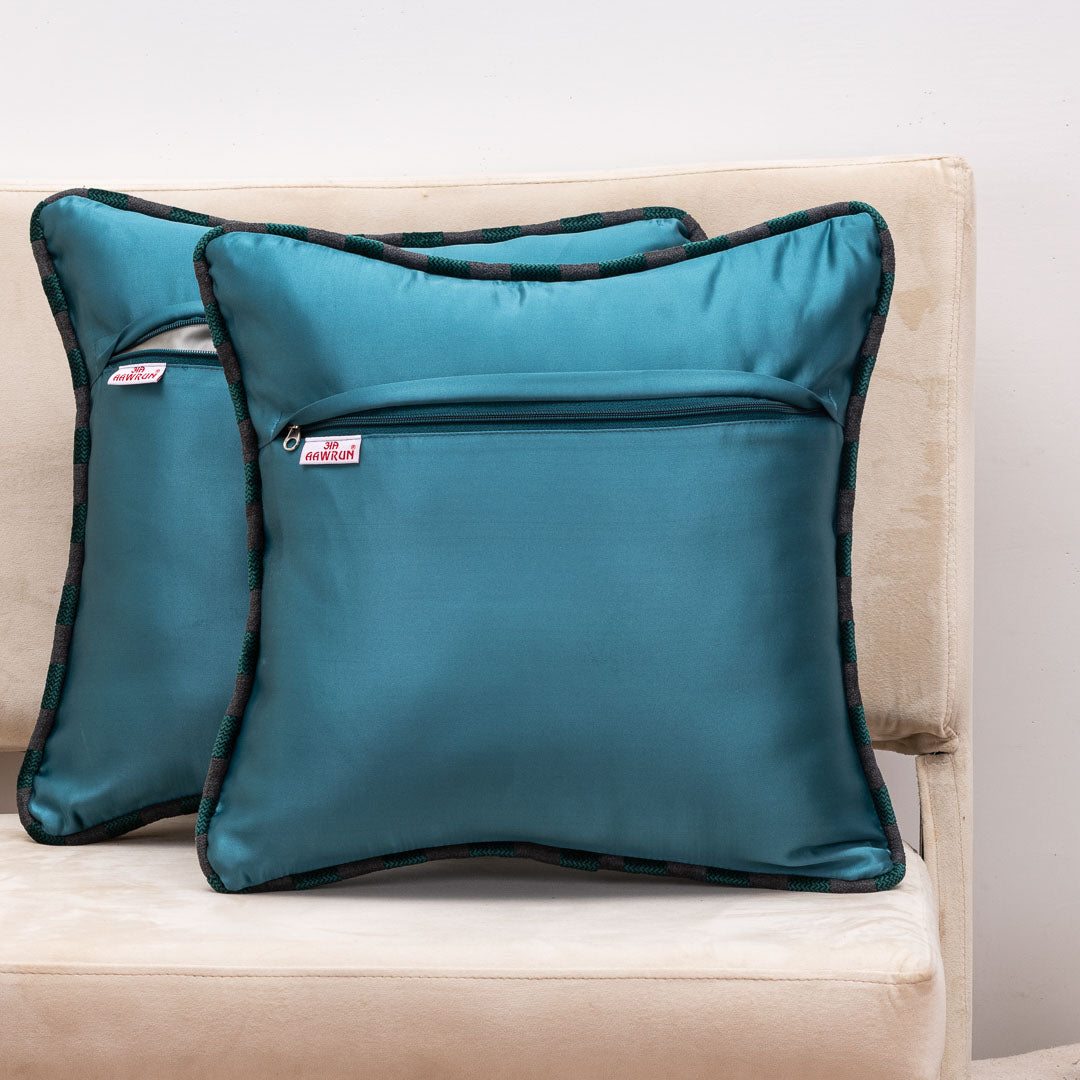 MinimalWeave Blue Velvet Cushion Cover – 16x16 Inch Stylish Home Décor