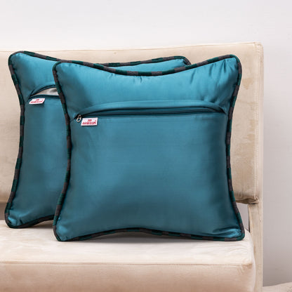 MinimalWeave Blue Velvet Cushion Cover – 16x16 Inch Stylish Home Décor