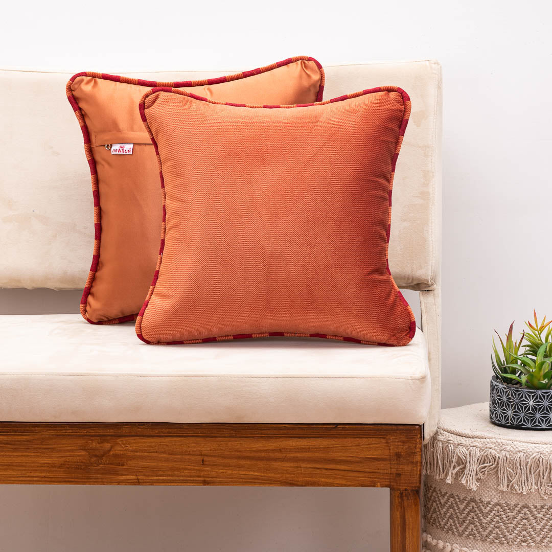 MinimalWeave Rust Velvet Cushion Cover – 16x16 Inch Stylish Home Décor