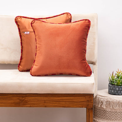 MinimalWeave Rust Velvet Cushion Cover – 16x16 Inch Stylish Home Décor