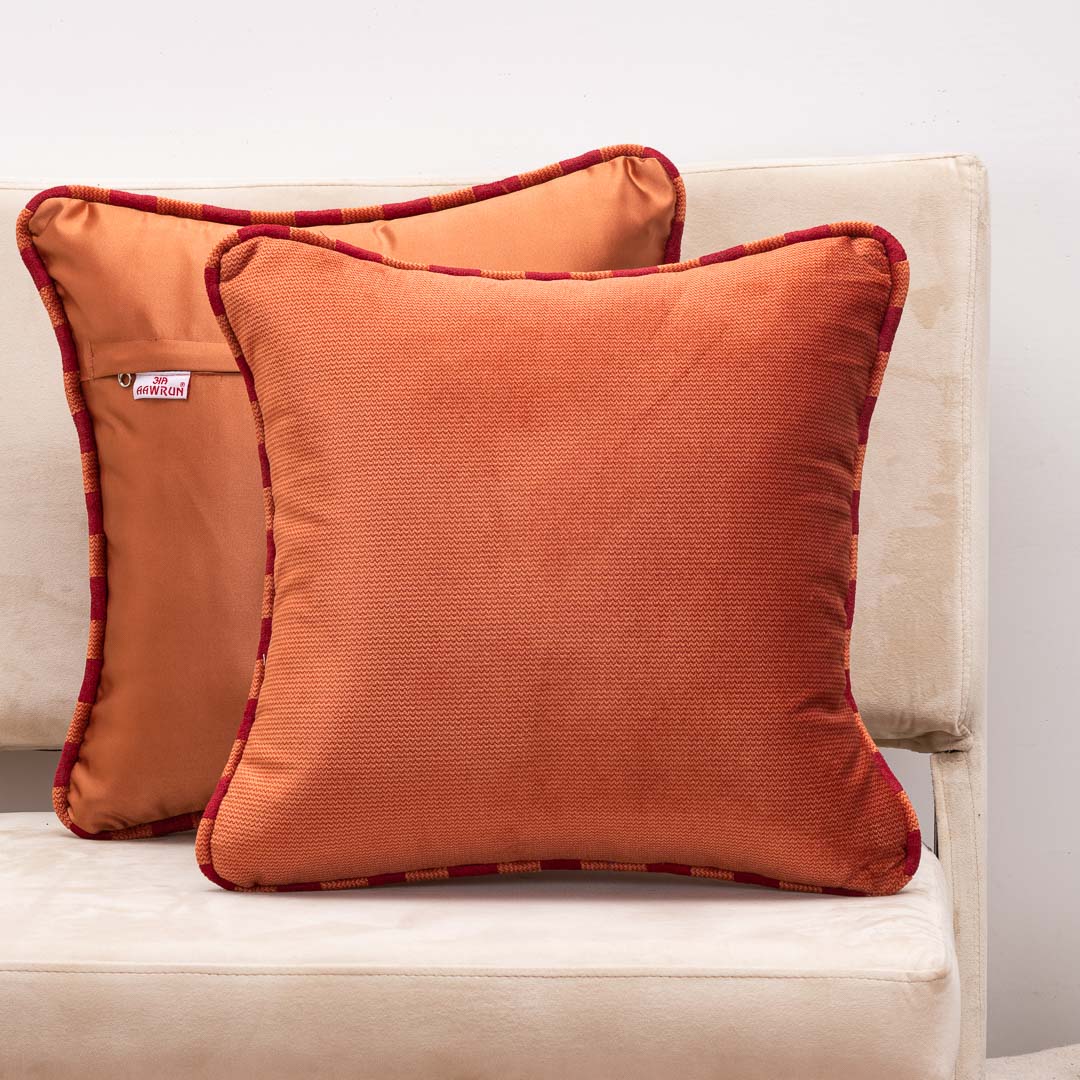 MinimalWeave Rust Velvet Cushion Cover – 16x16 Inch Stylish Home Décor